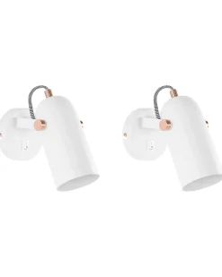 Conjunto De 2 Candeeiros De Parede Em Metal Branco Tyria