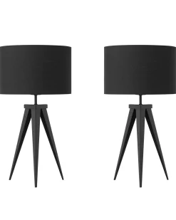 Conjunto De 2 Candeeiros De Mesa Pretos Stiletto