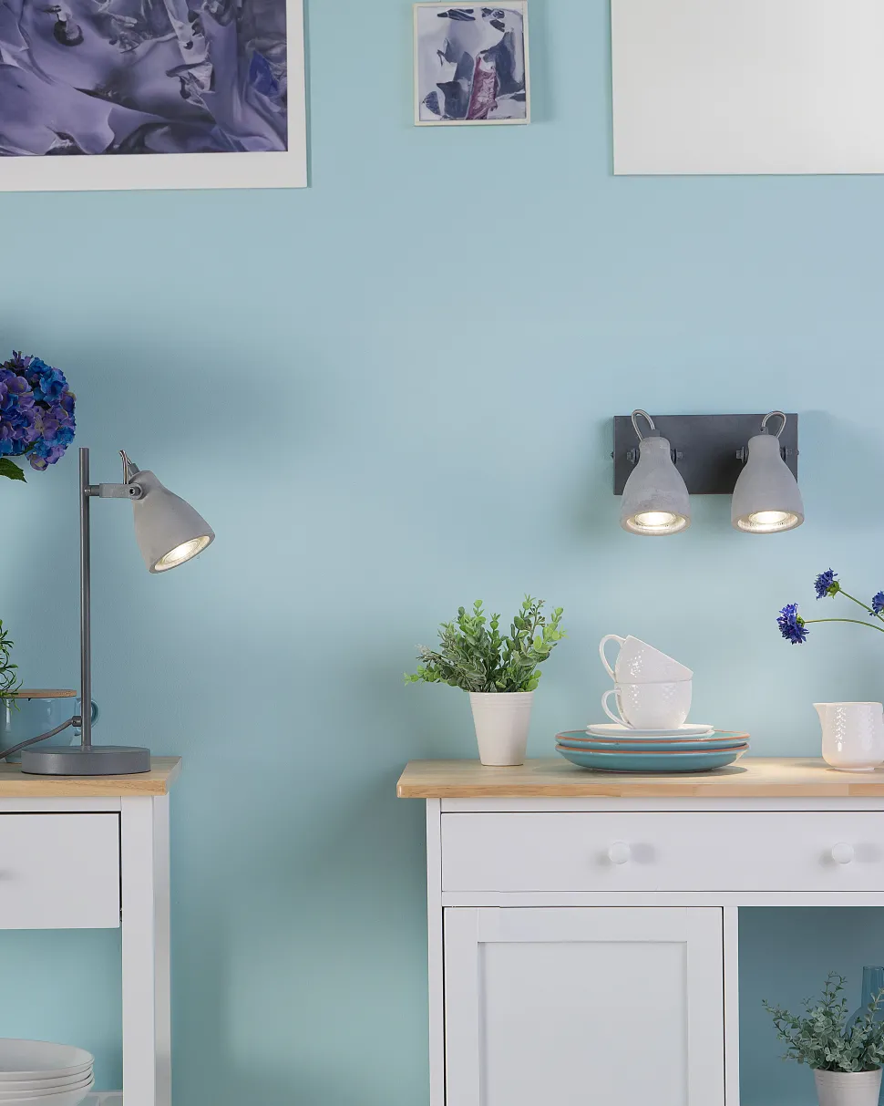 Conjunto De 2 Candeeiros De Parede Em Betao Cinzento Mistago I