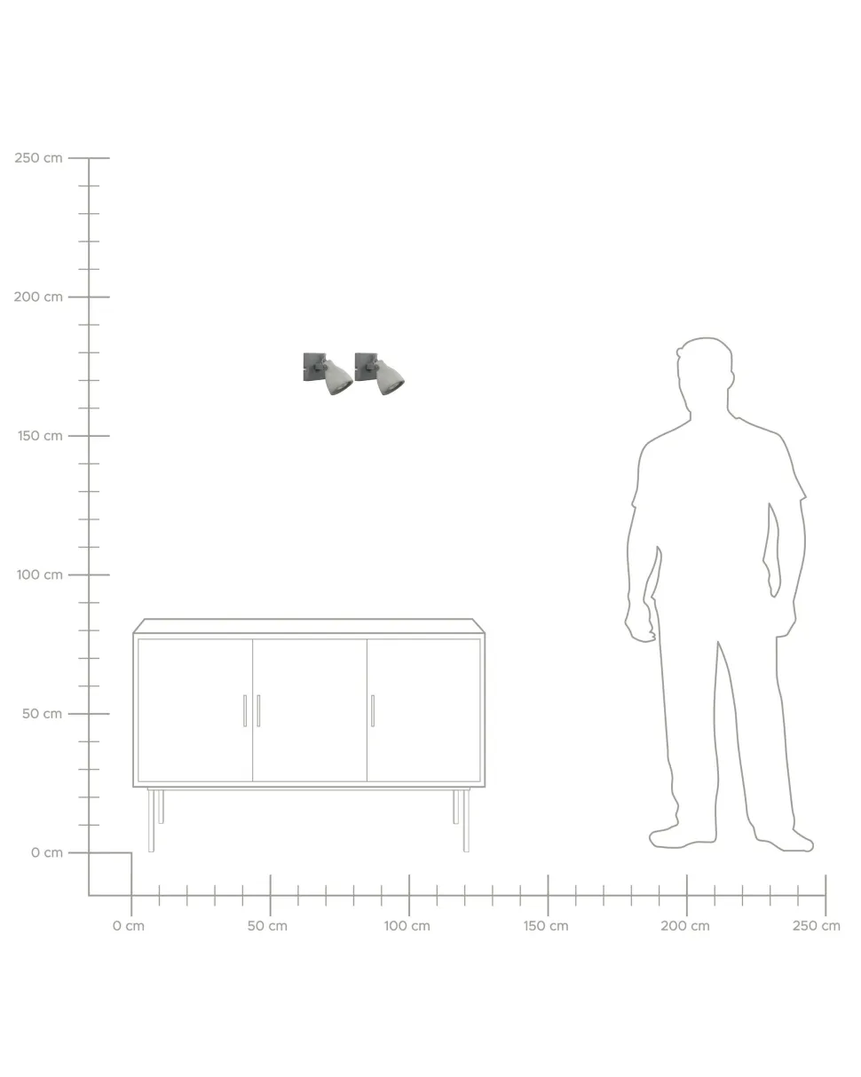 Conjunto De 2 Candeeiros De Parede Em Betao Cinzento Mistago I
