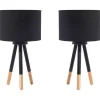 Conjunto De 2 Candeeiros De Mesa Pretos Tobol