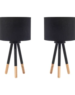 Conjunto De 2 Candeeiros De Mesa Pretos Tobol