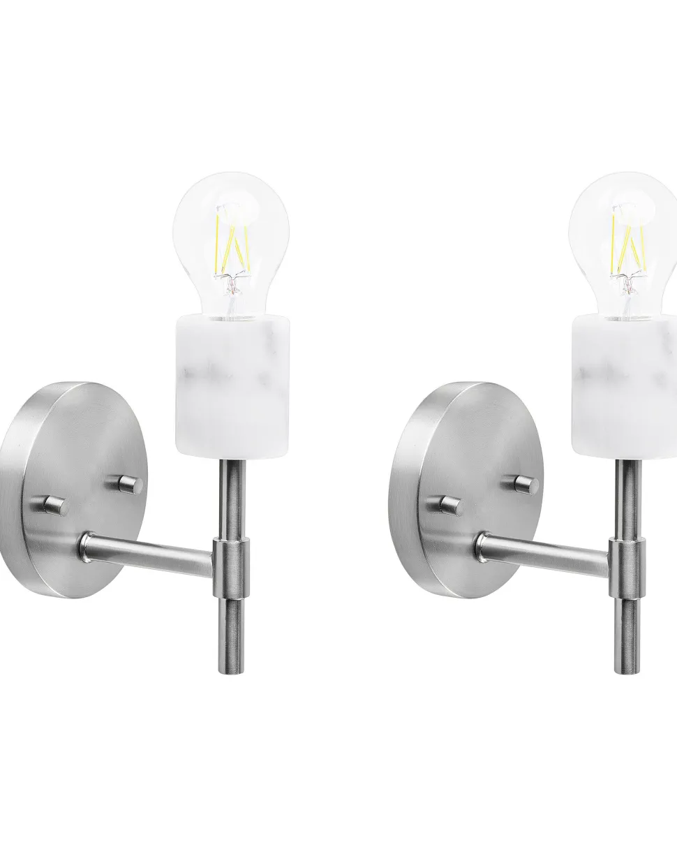 Conjunto De 2 Candeeiros De Parede Em Metal Cromado Armeria