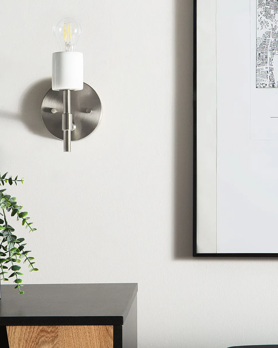 Conjunto De 2 Candeeiros De Parede Em Metal Cromado Armeria