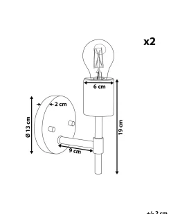 Conjunto De 2 Candeeiros De Parede Em Metal Cromado Armeria