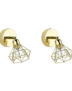 Conjunto De 2 Candeeiros De Parede Em Metal Dourado Erma