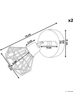 Conjunto De 2 Candeeiros De Parede Em Metal Dourado Erma
