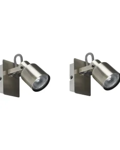 Conjunto De 2 Candeeiros De Parede Em Metal Prateado Bonte