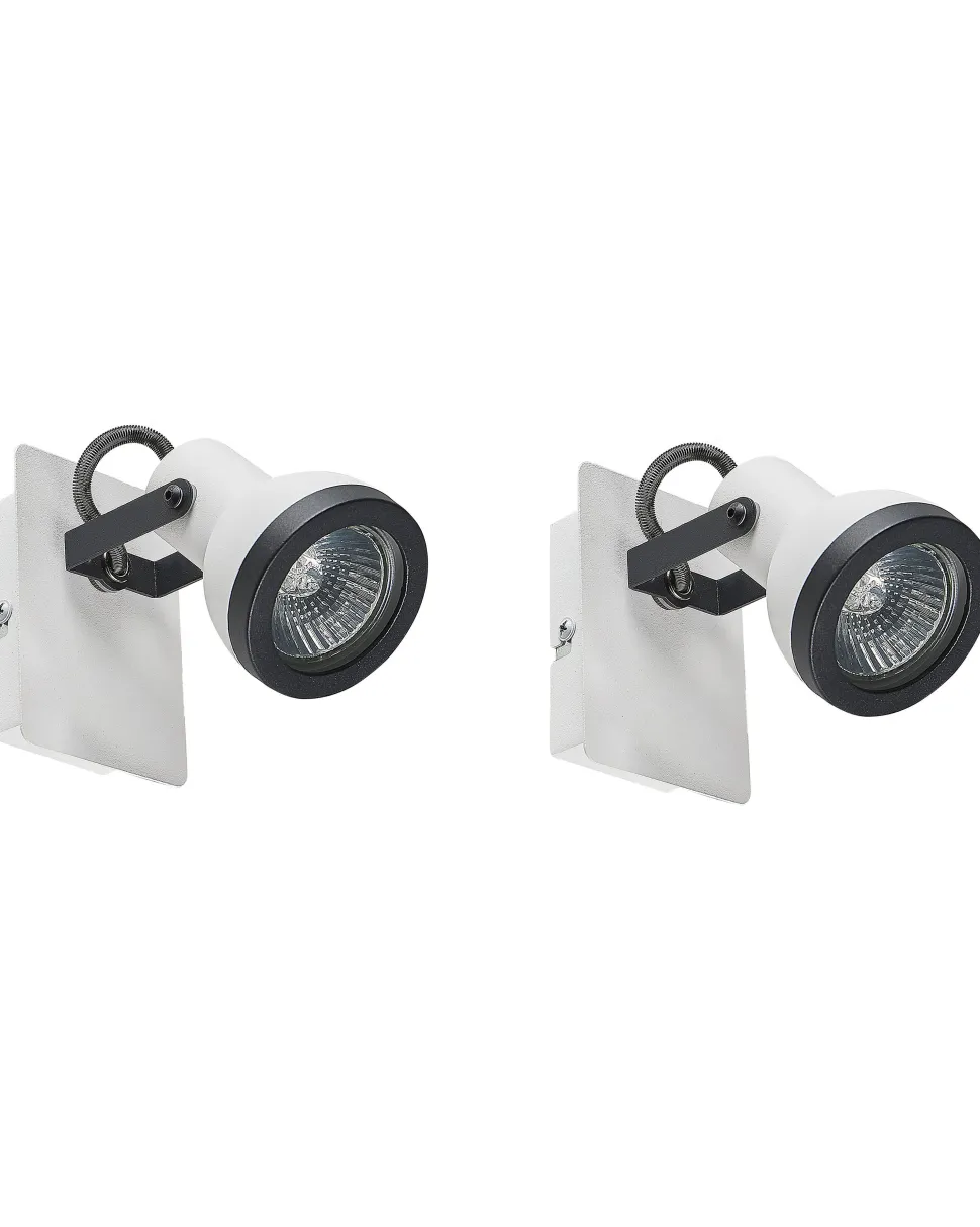 Conjunto De 2 Candeeiros De Parede Em Metal Preto E Branco Baro