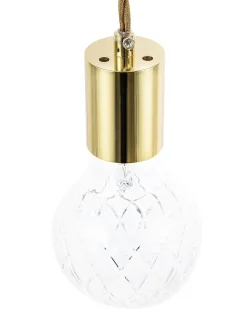 Conjunto De 2 Candeeiros De Teto Em Vidro Transparente E Dourado Anza