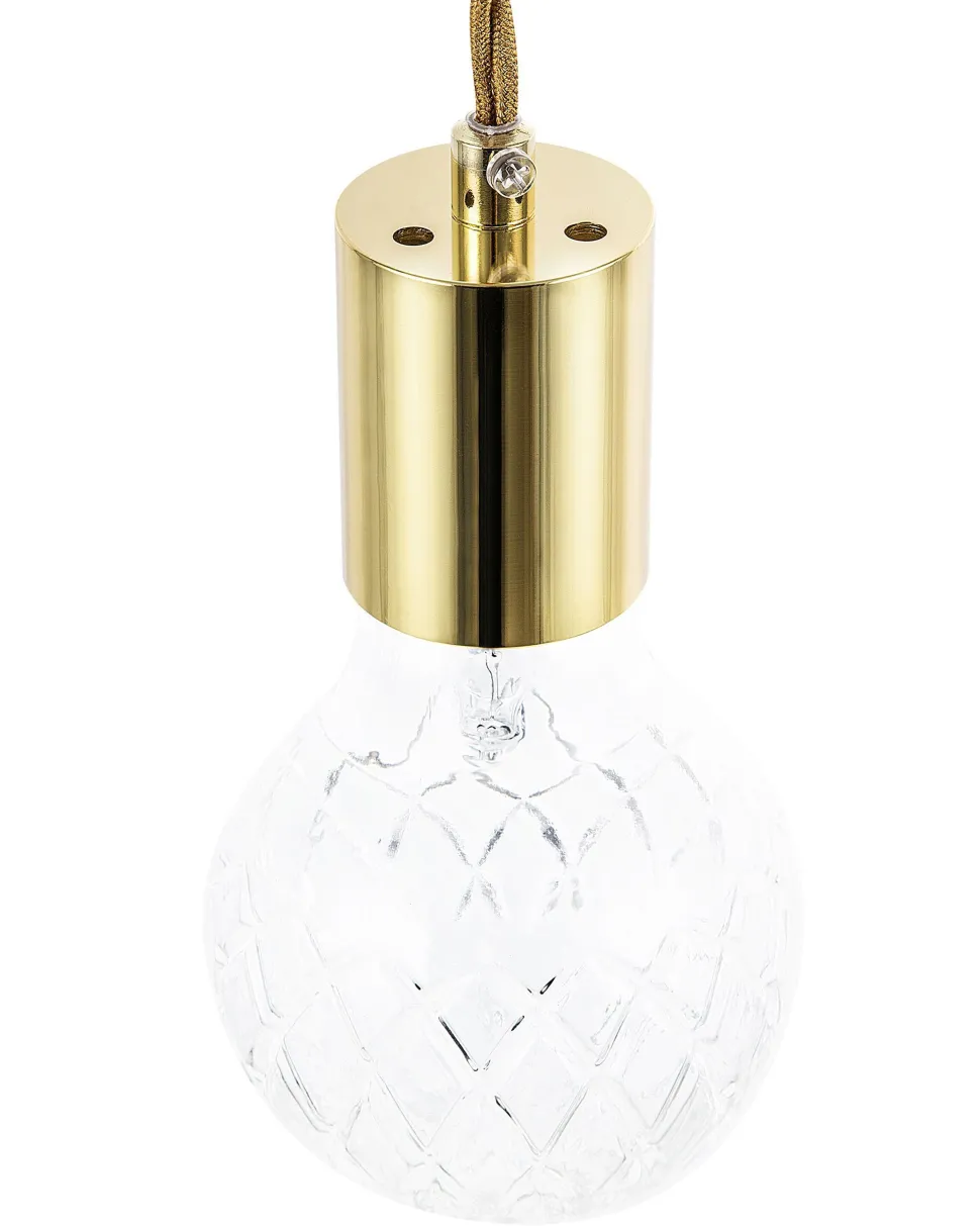 Conjunto De 2 Candeeiros De Teto Em Vidro Transparente E Dourado Anza