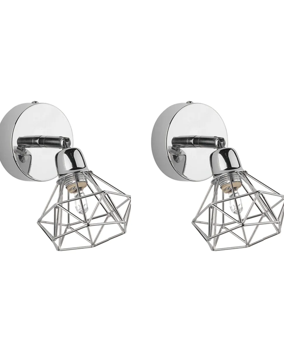 Conjunto De 2 Candeeiros De Parede Em Metal Prateado Erma