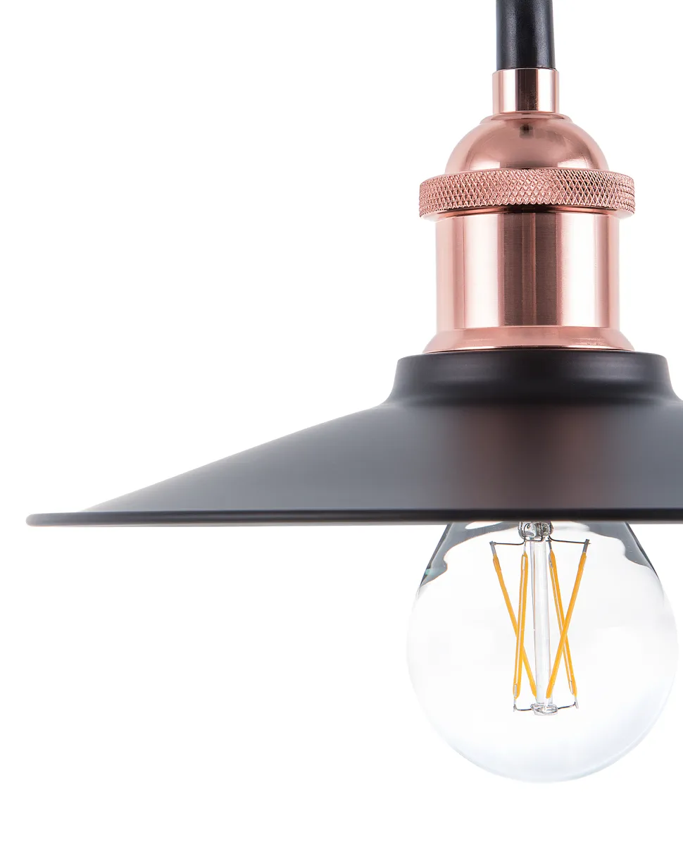Conjunto De 3 Candeeiros Suspensos De Metal Preto E Cor De Cobre Swift S