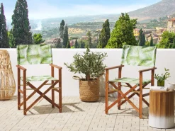 Conjunto De 2 Capas Verde E Branco Motivo Tropical Para Cadeiras Cine