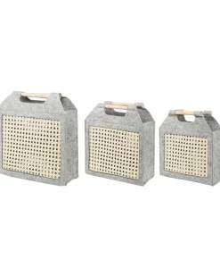 Conjunto De 3 Cestos Cinzento E Creme Sariot