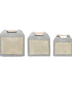 Conjunto De 3 Cestos Cinzento E Creme Sariot