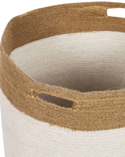 Conjunto De 2 Cestos De Algodao Branco E Creme Kardh