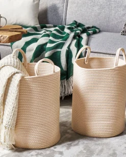 Conjunto De 2 Cestos De Algodao Creme Saryk
