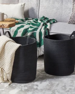 Conjunto De 2 Cestos De Algodao Preto Saryk