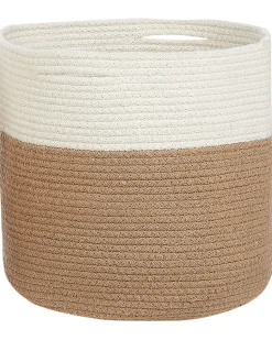 Conjunto De 2 Cestos De Algodao Creme E Branco Ardesen