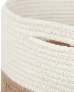 Conjunto De 2 Cestos De Algodao Creme E Branco Ardesen