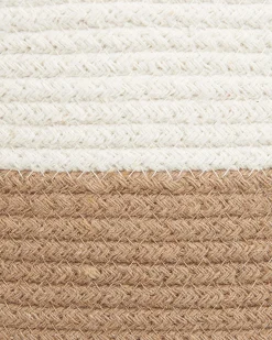 Conjunto De 2 Cestos De Algodao Creme E Branco Ardesen