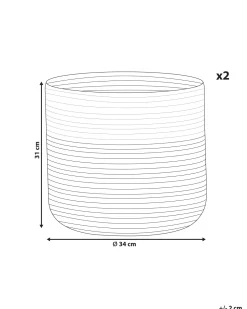Conjunto De 2 Cestos De Algodao Creme E Branco Ardesen