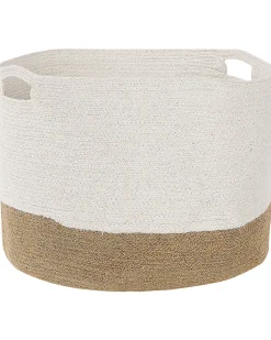 Conjunto De 2 Cestos De Algodao Branco E Creme Kahan