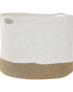 Conjunto De 2 Cestos De Algodao Branco E Creme Kahan