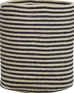 Conjunto De 2 Cestos Em Algodao Creme E Preto Yerkoy