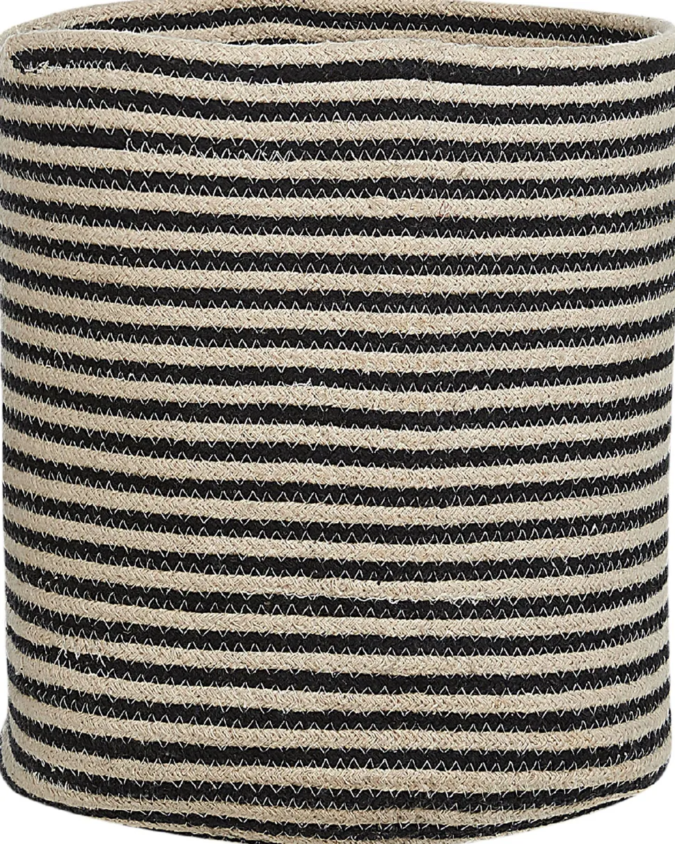 Conjunto De 2 Cestos Em Algodao Creme E Preto Yerkoy