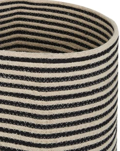 Conjunto De 2 Cestos Em Algodao Creme E Preto Yerkoy