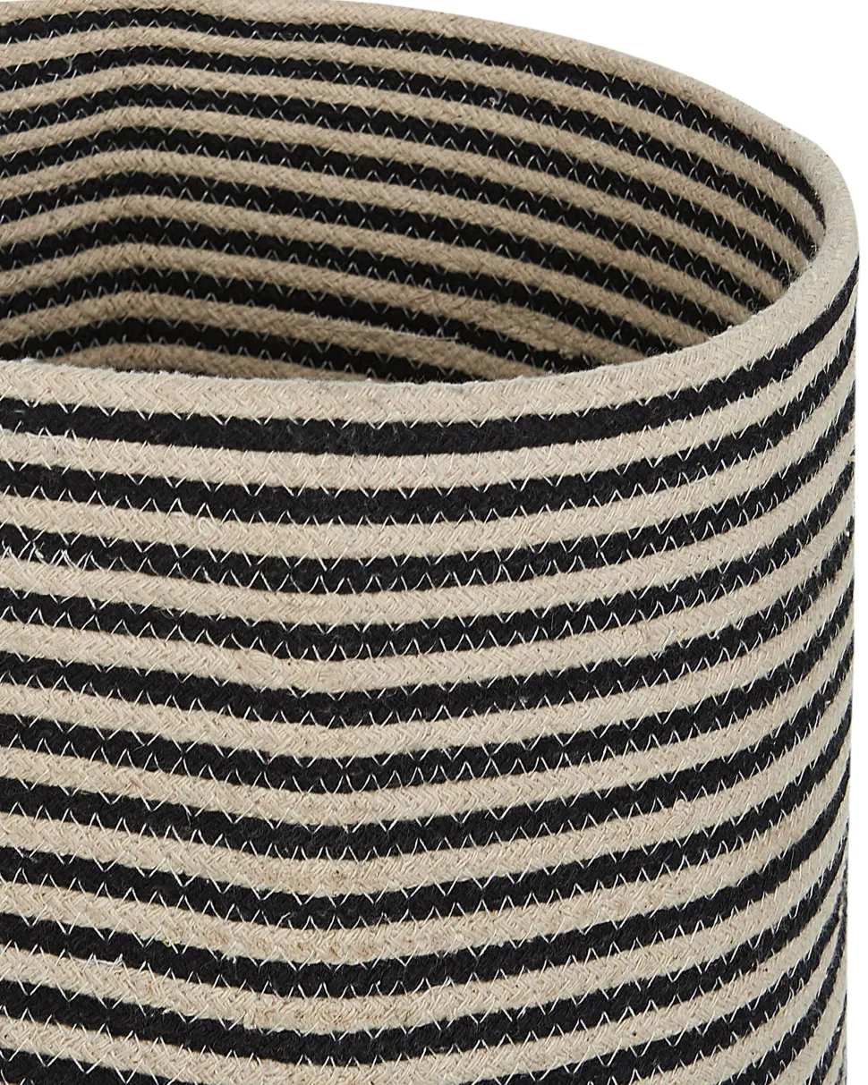 Conjunto De 2 Cestos Em Algodao Creme E Preto Yerkoy