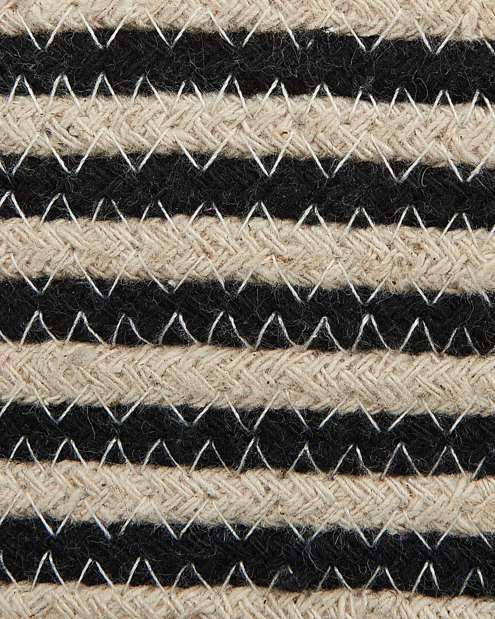 Conjunto De 2 Cestos Em Algodao Creme E Preto Yerkoy