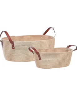 Conjunto De 2 Cestos Em Algodao Creme Gissar