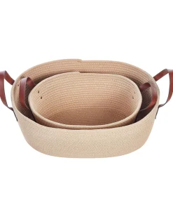 Conjunto De 2 Cestos Em Algodao Creme Gissar