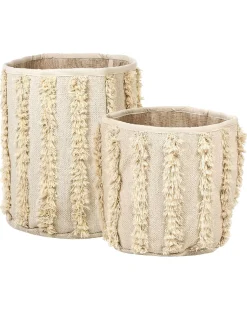 Conjunto De 2 Cestos Em Algodao Creme Kakki