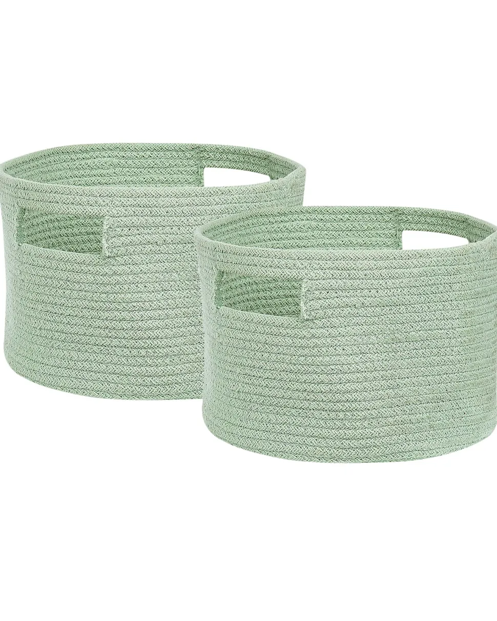 Conjunto De 2 Cestos Em Algodao Verde Chiniot