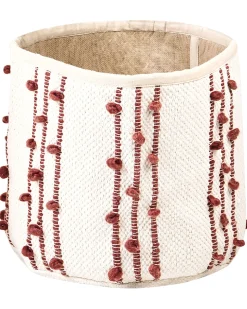 Conjunto De 2 Cestos Em Algodao Creme E Vermelho Khel