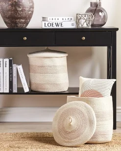 Conjunto De 2 Cestos Em Algodao Creme Claro Silopi