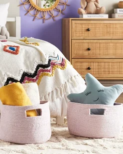 Conjunto De 2 Cestos Em Algodao Rosa Pastel Chiniot