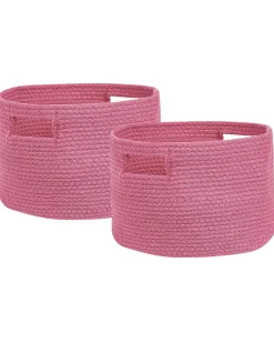 Conjunto De 2 Cestos Em Algodao Rosa Chiniot