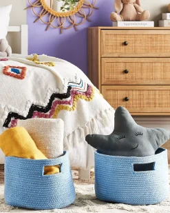 Conjunto De 2 Cestos Em Algodao Azul Chiniot