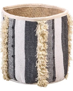 Conjunto De 2 Cestos Em Algodao Creme E Cinzento Kotkai