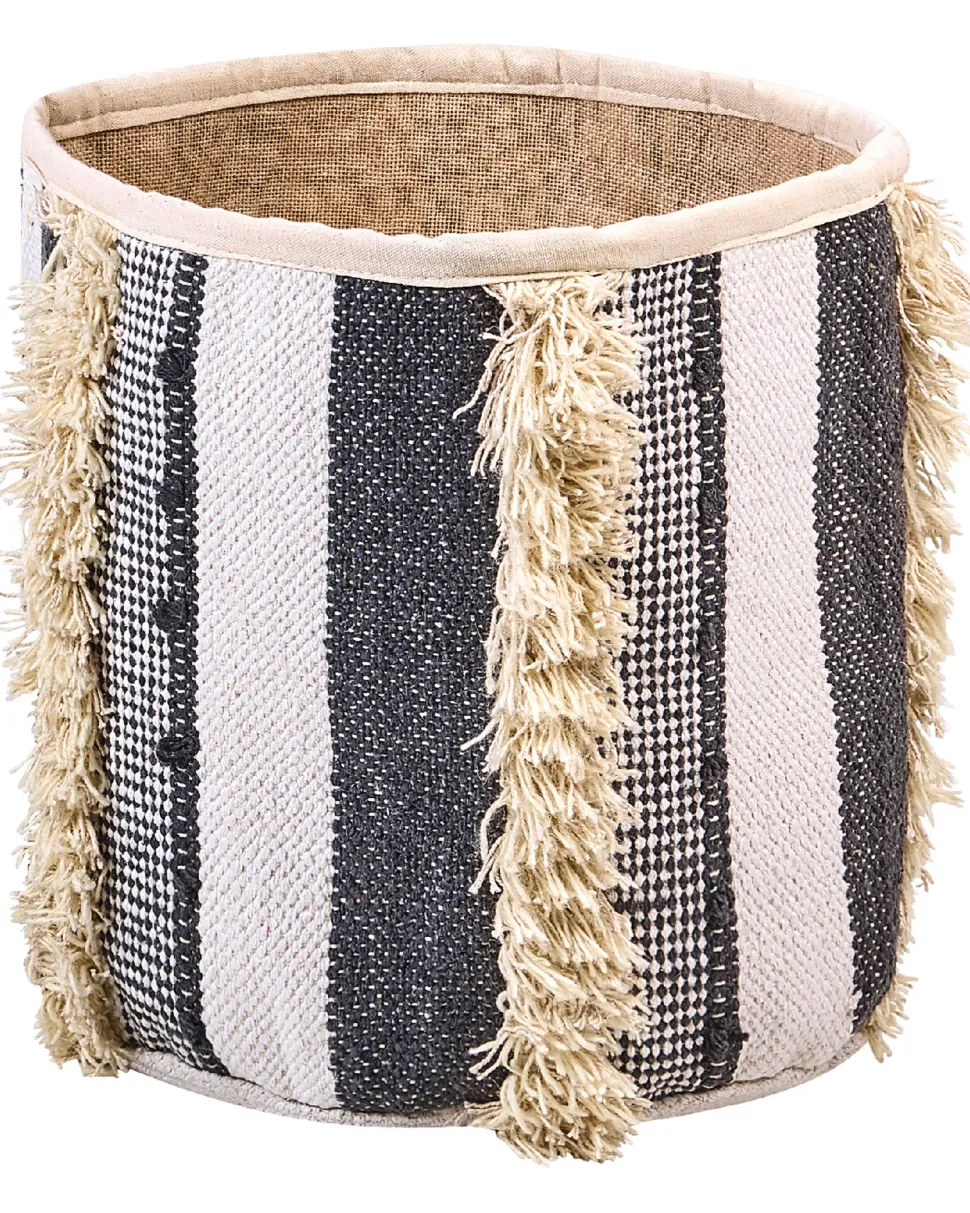 Conjunto De 2 Cestos Em Algodao Creme E Cinzento Kotkai