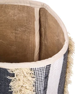 Conjunto De 2 Cestos Em Algodao Creme E Cinzento Kotkai