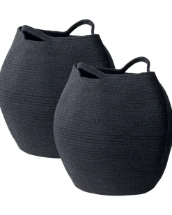Conjunto De 2 Cestos Em Algodao Preto Panjgur