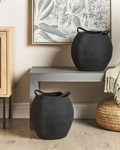 Conjunto De 2 Cestos Em Algodao Preto Panjgur