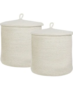 Conjunto De 2 Cestos Em Algodao Branco Silopi