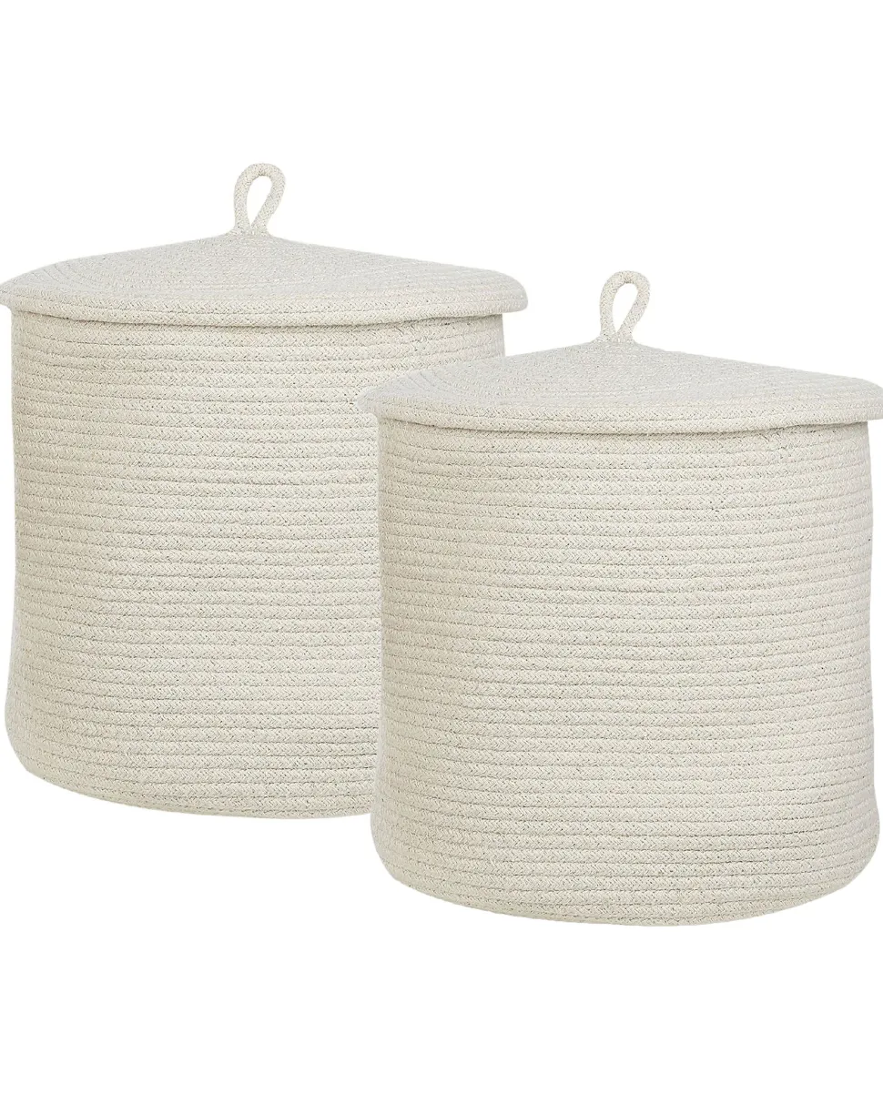 Conjunto De 2 Cestos Em Algodao Branco Silopi